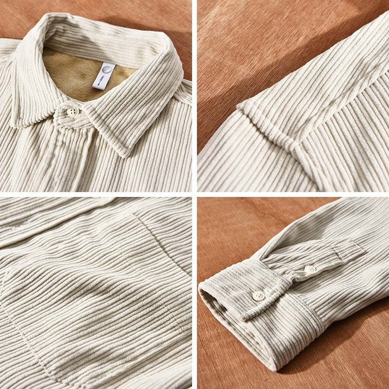 Thickened Velvet Padded Shirt Men's Loose Leisure Warm Top For Young Men